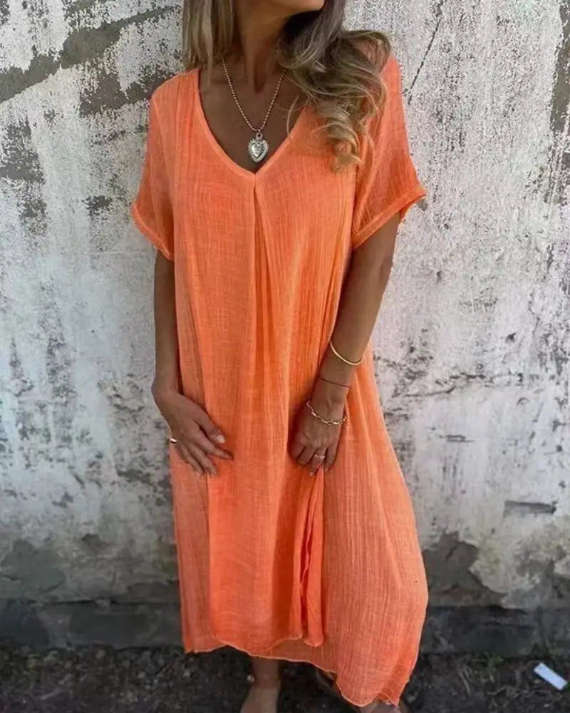 Julie | Stilfuld V-hals Løs Sommerkjole