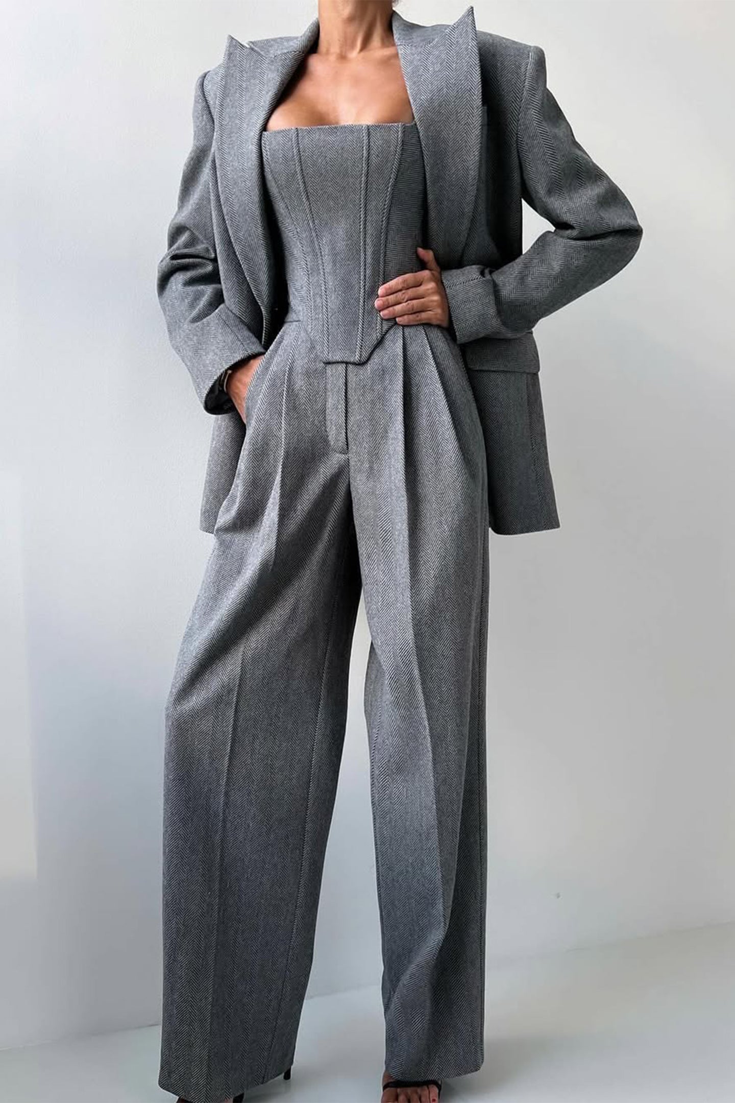 Dolce™ - Tredelt sæt med dobbeltradet blazer