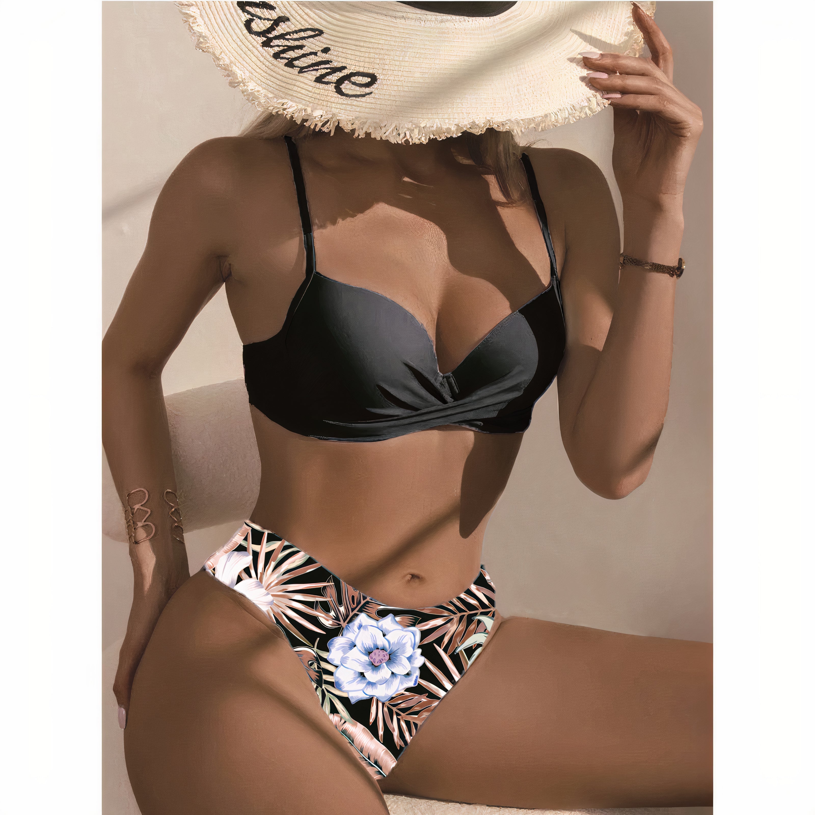 Isla | 3-delt Tropisk Bikinisæt med Kimono